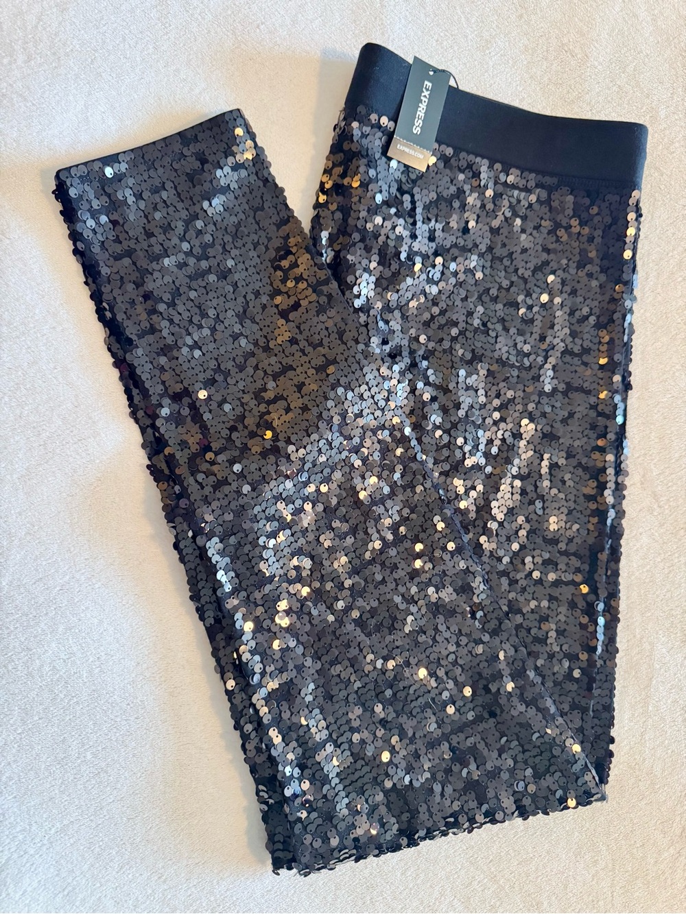 Express Black Sequin Pants NWT Size L $88
